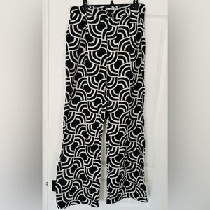 Stylish Black and White Patterned Women's Wide Leg Pants